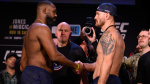 UFC 309 video Jon Jones Stipe Miocic shake hands at final weighins faceoff  MMA Junkie