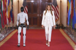 Melania Trump shares the spotlight with a robot at an education and technology event  AP News