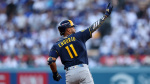 NLCS Jackson Chourio sucks life out of Dodger Stadium with firstpitch home run off Blake Snell to spark Brewers Game 3 win  Yahoo Sports