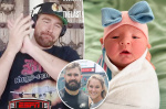 Travis Kelce adorably meets Jason and Kylies newborn daughter Finnley on New Heights podcast  Page Six
