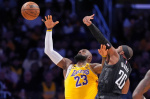 Kennard scores 27 LeBron leads Lakers to surprising 10798 win over Rockets in playoff opener  AP News