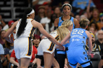 Chicagos DiJonai Carrington ejected for foul on Fevers Cunningham and posts white privilege  AP News